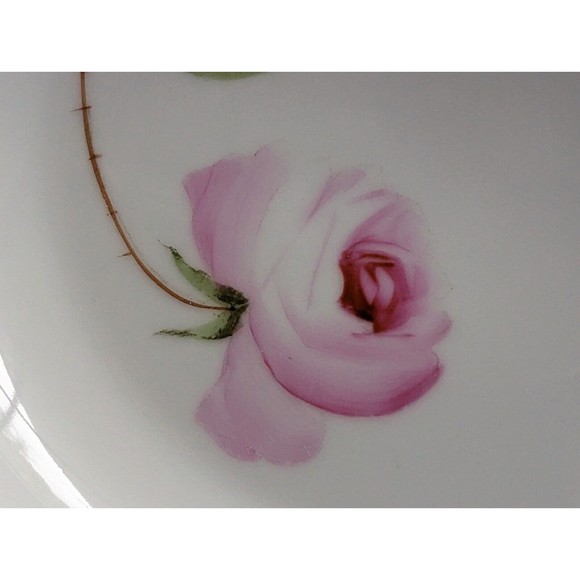 Royal Munich Bowl ZS & Co Bavaria Hand Painted Pink Rose Plate Gold Trim Signed - Picture 2 of 11
